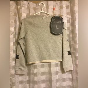 Brand New girls cropped grey sweat top with stars - NWOT 12